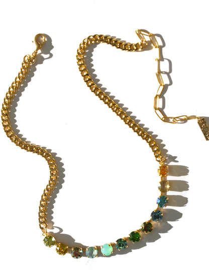 TOVA Mini Oakland Crystal Link Necklace in Mossie Mae