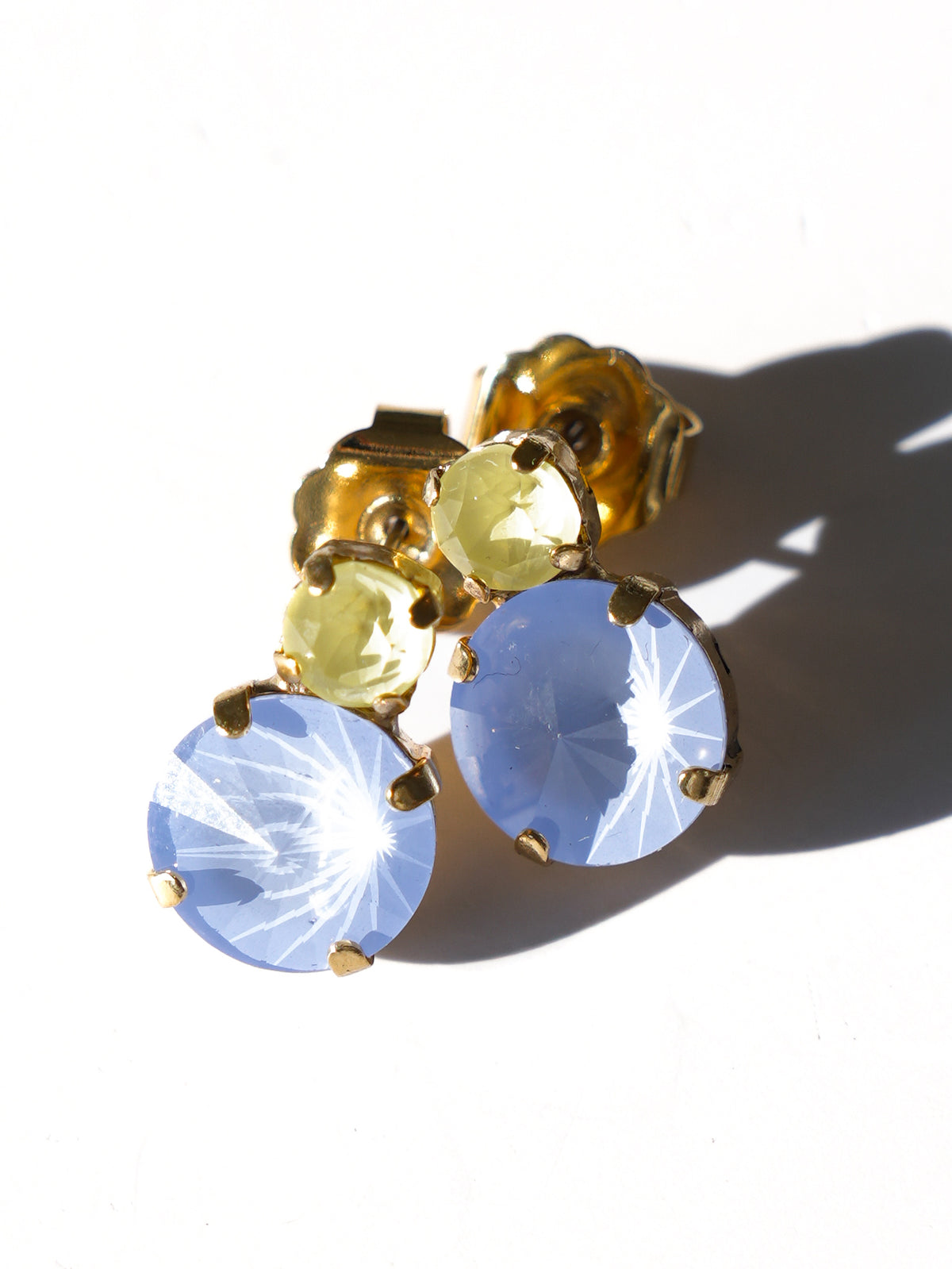 TOVA Baby Maegan Gold Crystal Earrings In Ultra Baby Blue