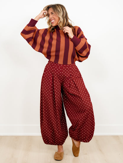 Vertical Stripe Long Dolman Sleeve Turtle Neck Sweater