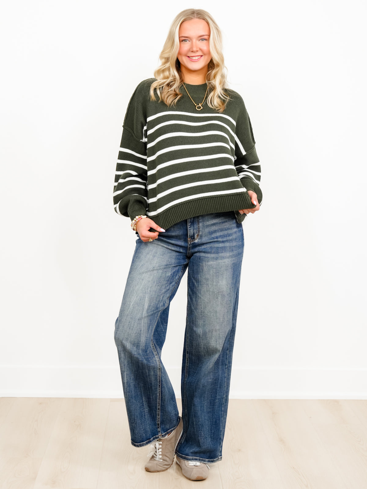 Door Buster! Zenana Exposed Seam Striped Oversized Sweater - Freckled Poppy