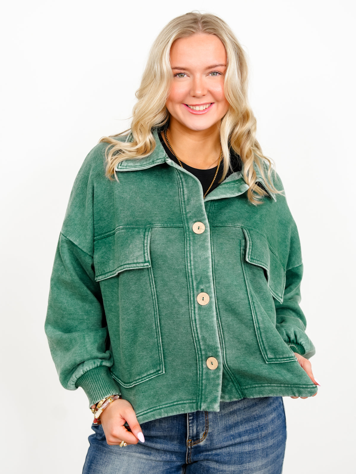 Door Buster! Zenana Acid Washed Fleece Cropped Shacket