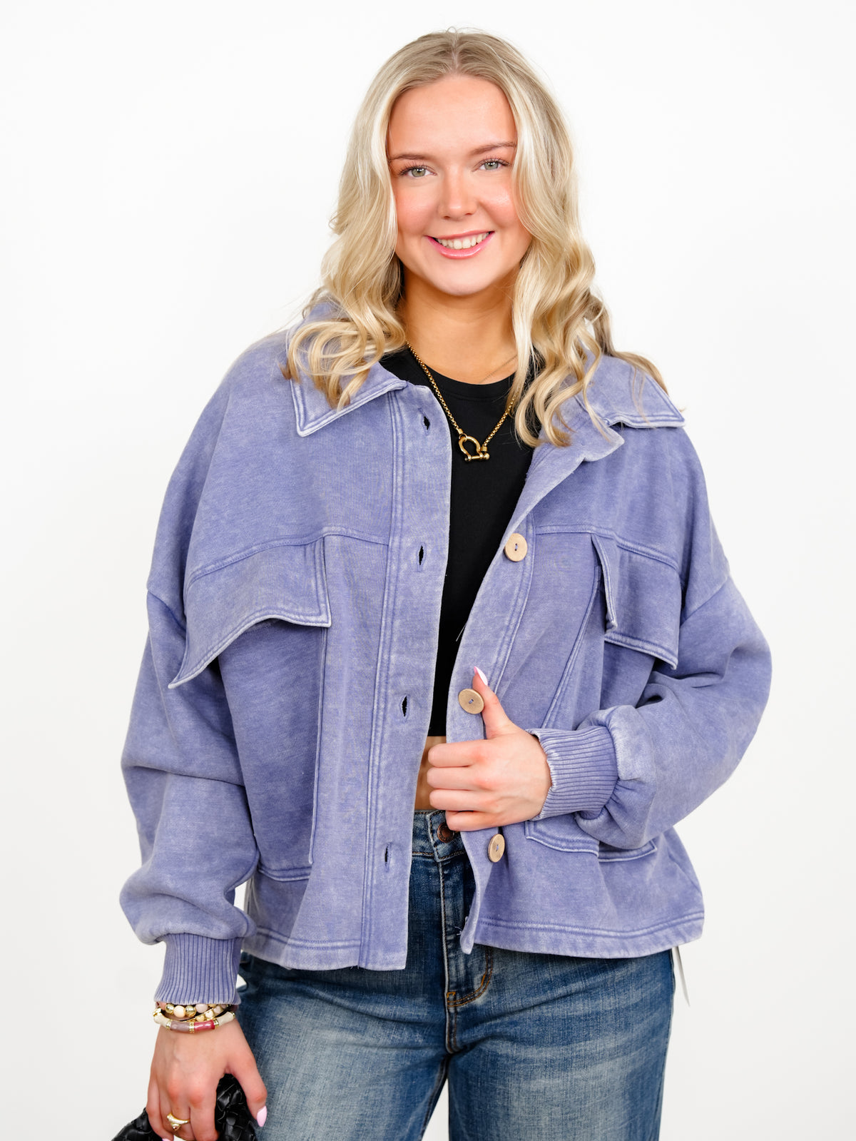 Door Buster! Zenana Acid Washed Fleece Cropped Shacket