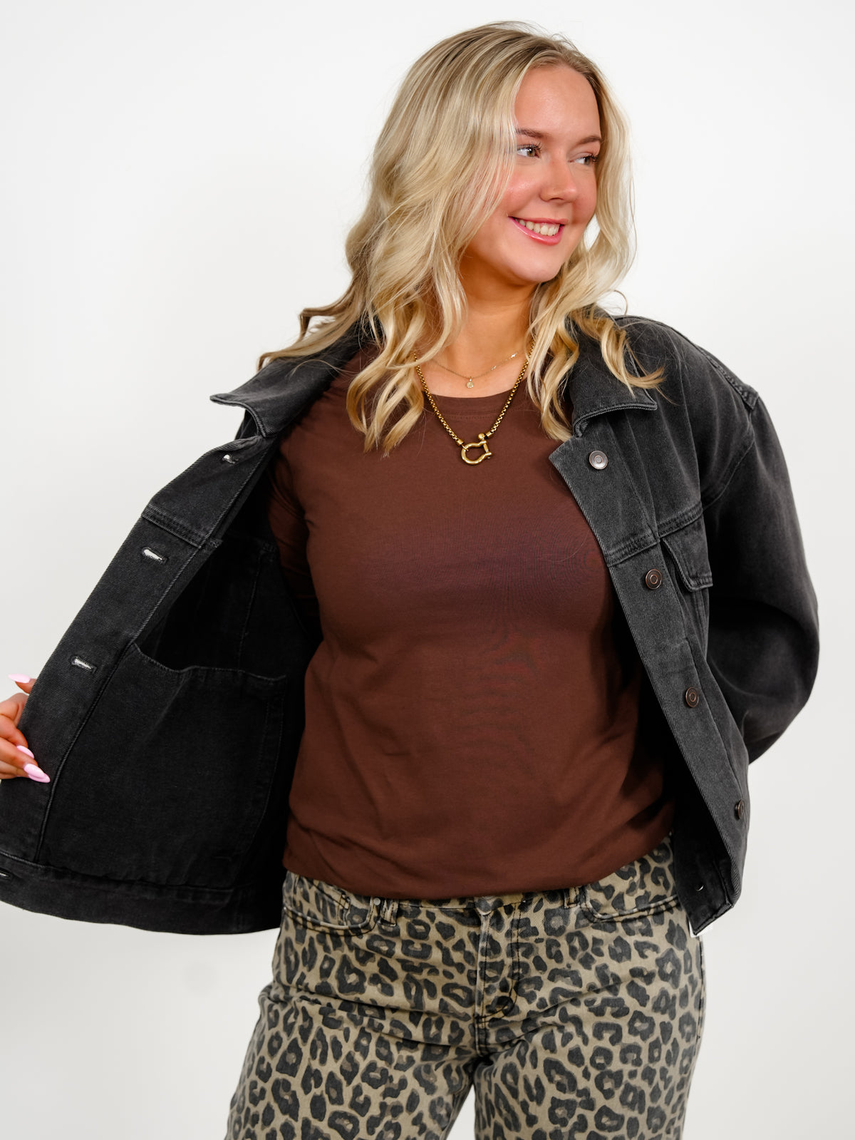Door Buster! Plus/Reg Zenana Cotton Crew Neck Long Sleeve Tee Shirt - Freckled Poppy