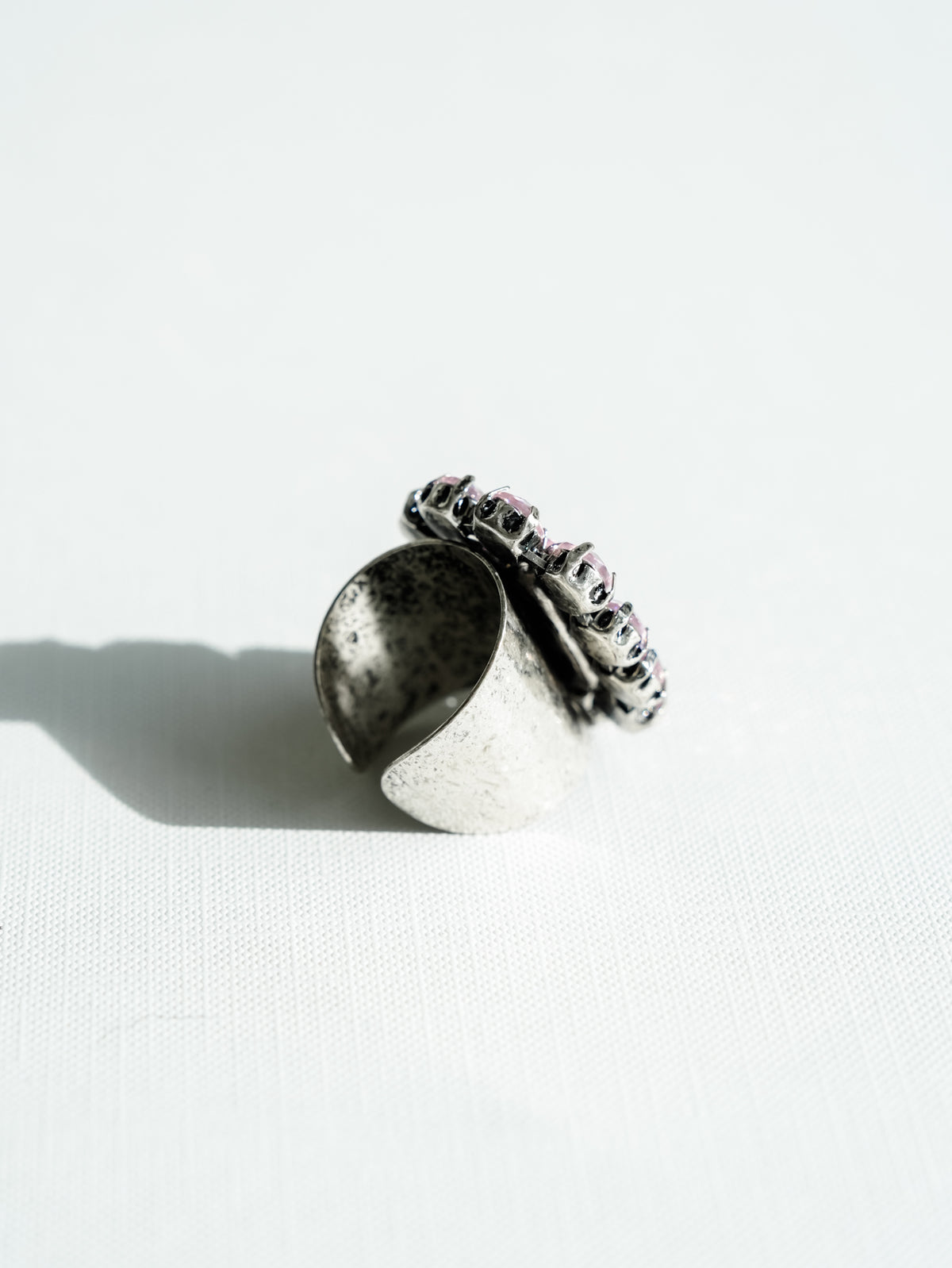 SIENNA Tova Rose Rectangle Crystal Ring In Pale Peony