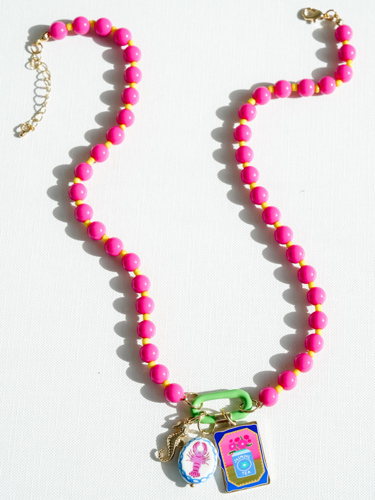 Colorful Beaded Coastal Charm Necklace - Freckled Poppy