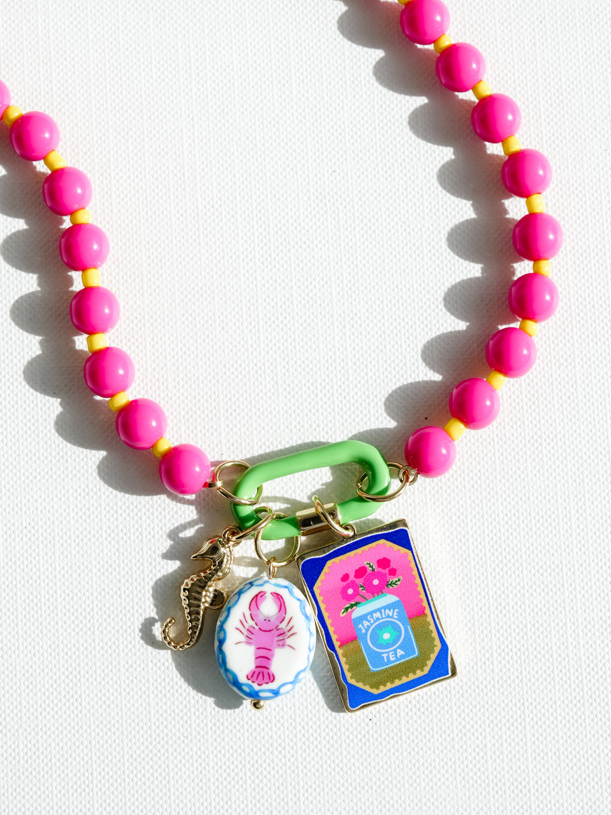 Colorful Beaded Coastal Charm Necklace - Freckled Poppy