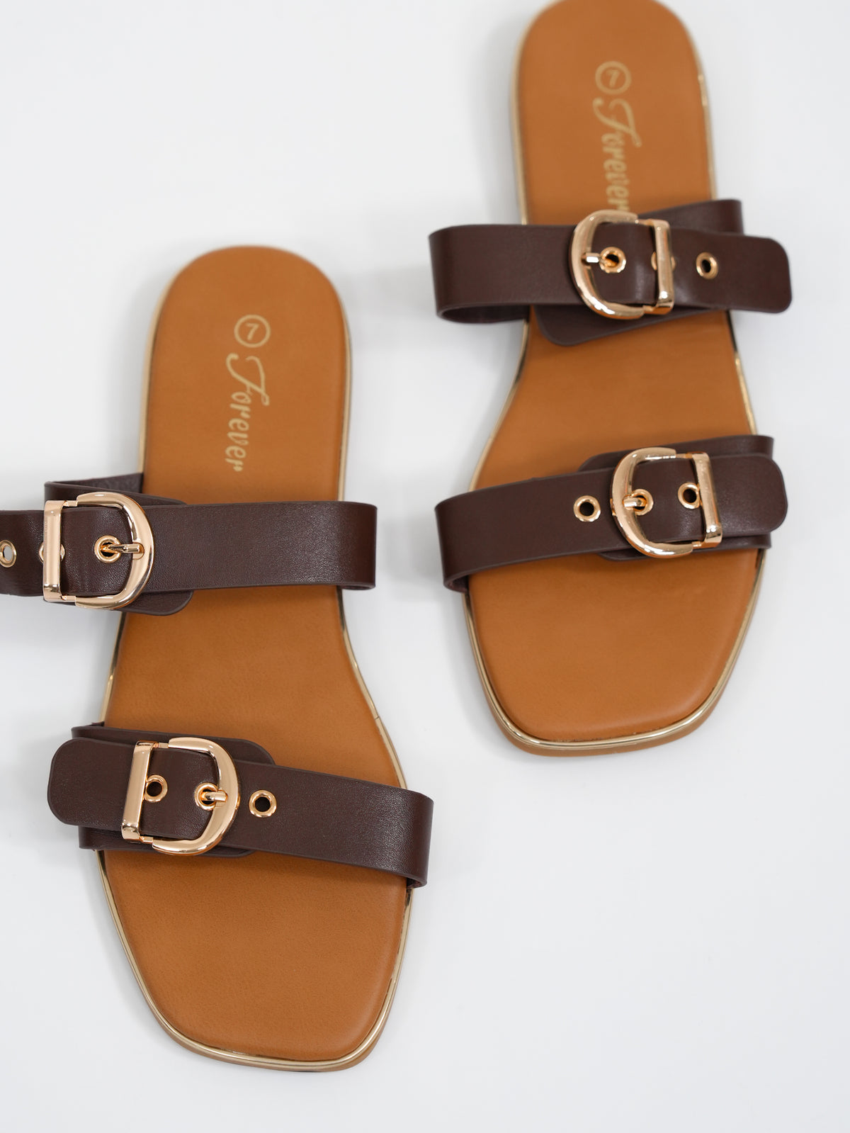 Double Buckle Strap Slide Sandal - Freckled Poppy
