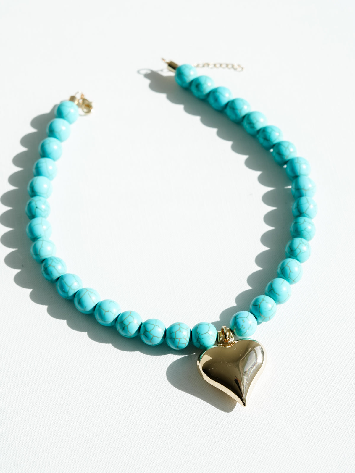 Turquoise Bead Heart Pendant Necklace