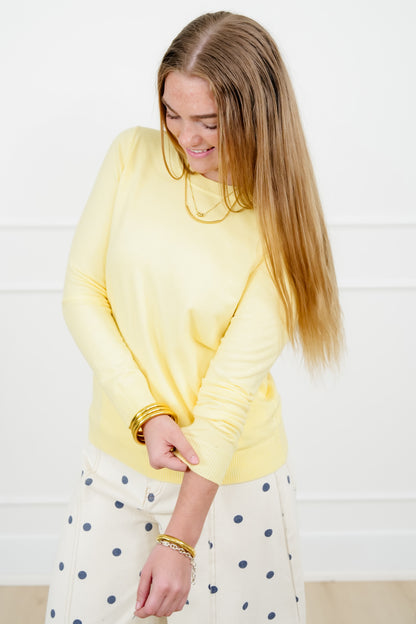 Solid Long Sleeve Crew Neck Pullover Sweater - Freckled Poppy