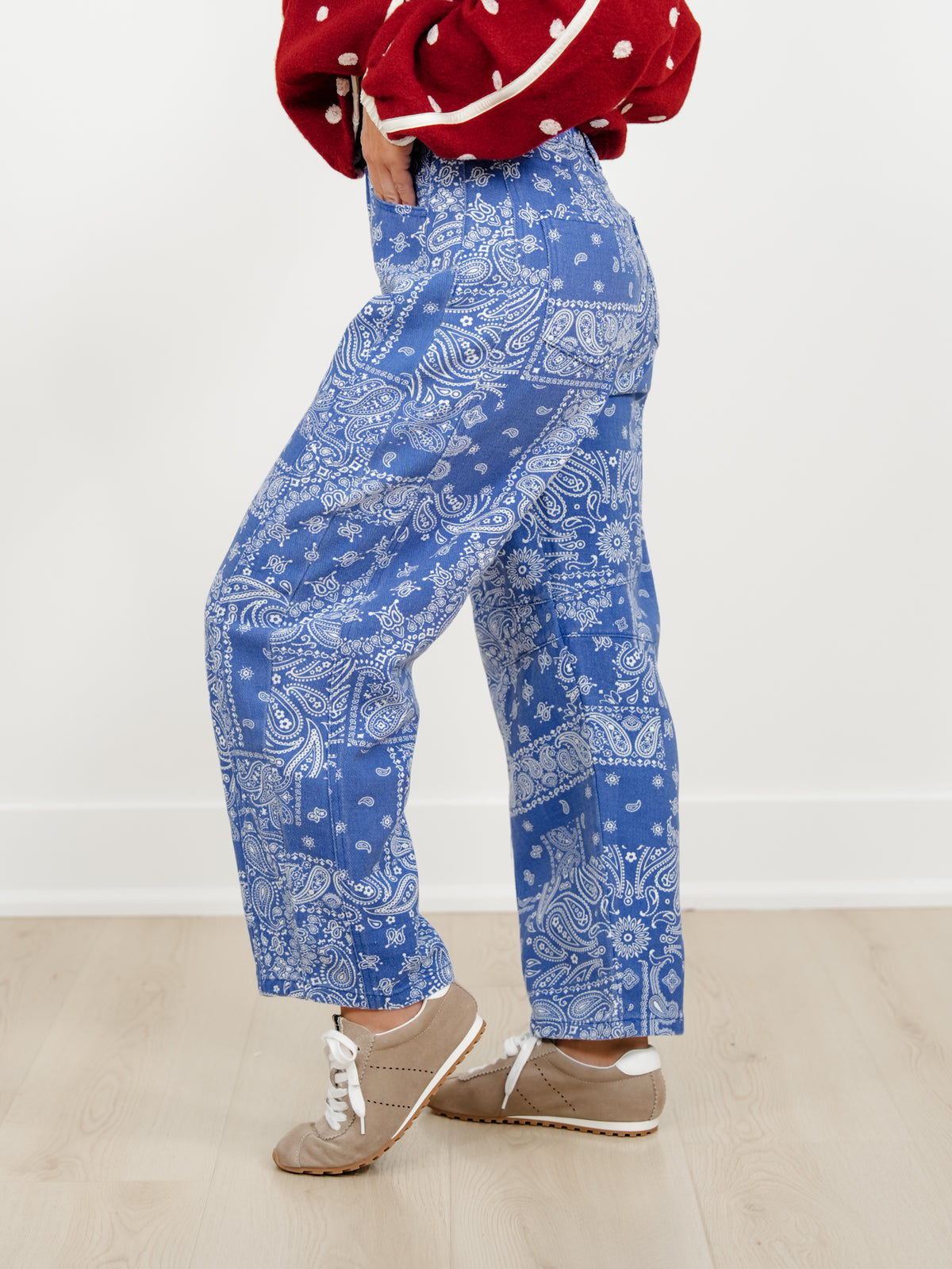 Restock! Plus/Reg Blue Bandana Print Barrel Pants