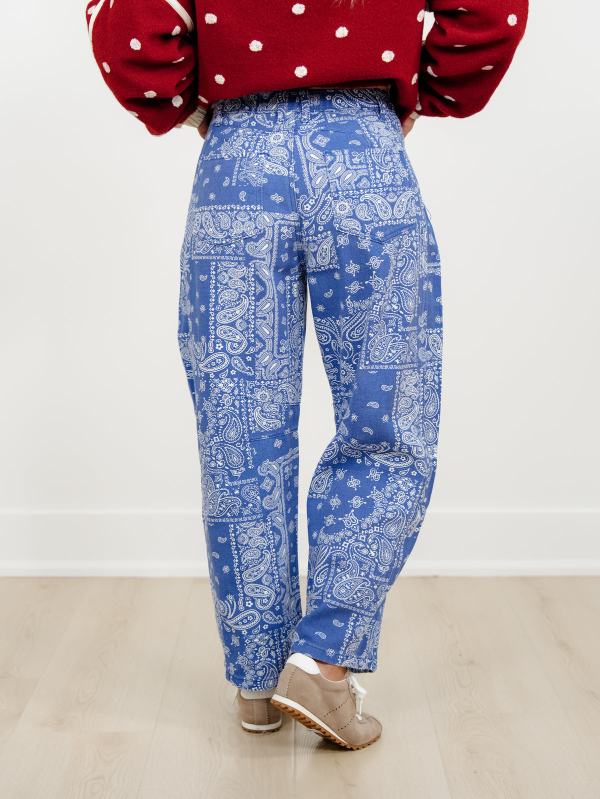 Restock! Plus/Reg Blue Bandana Print Barrel Pants