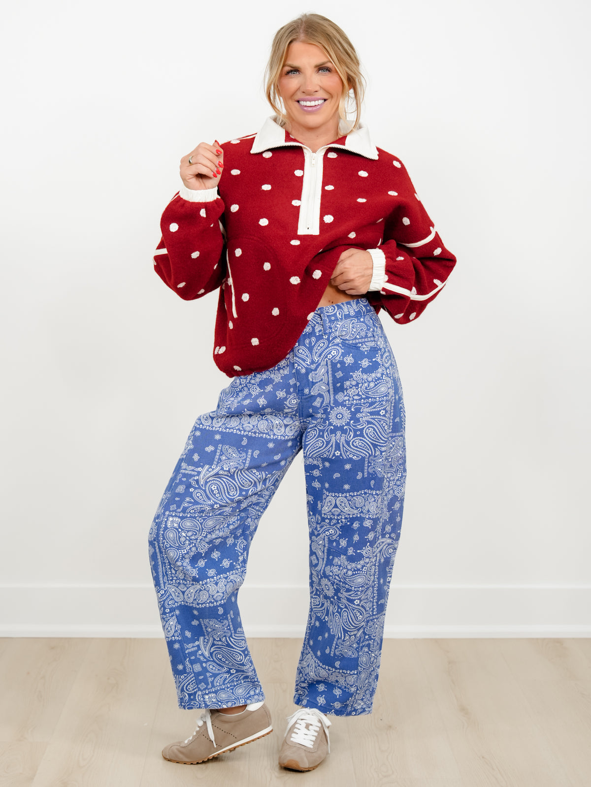 Restock! Plus/Reg Blue Bandana Print Barrel Pants