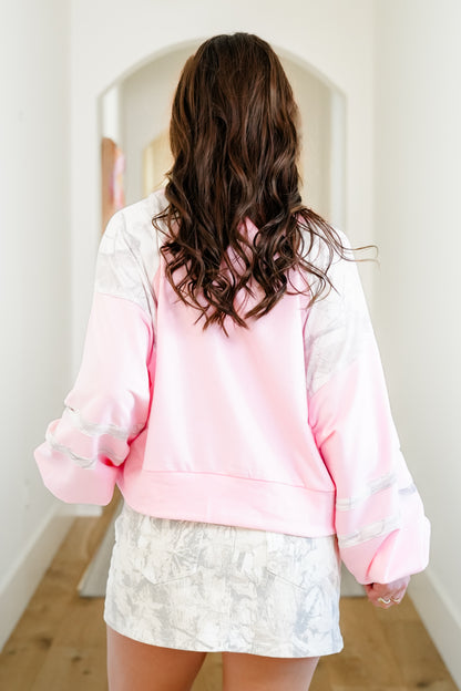 Plus/Reg Long Sleeve Pullover Sweatshirt with Camo Accents - Freckled Poppy