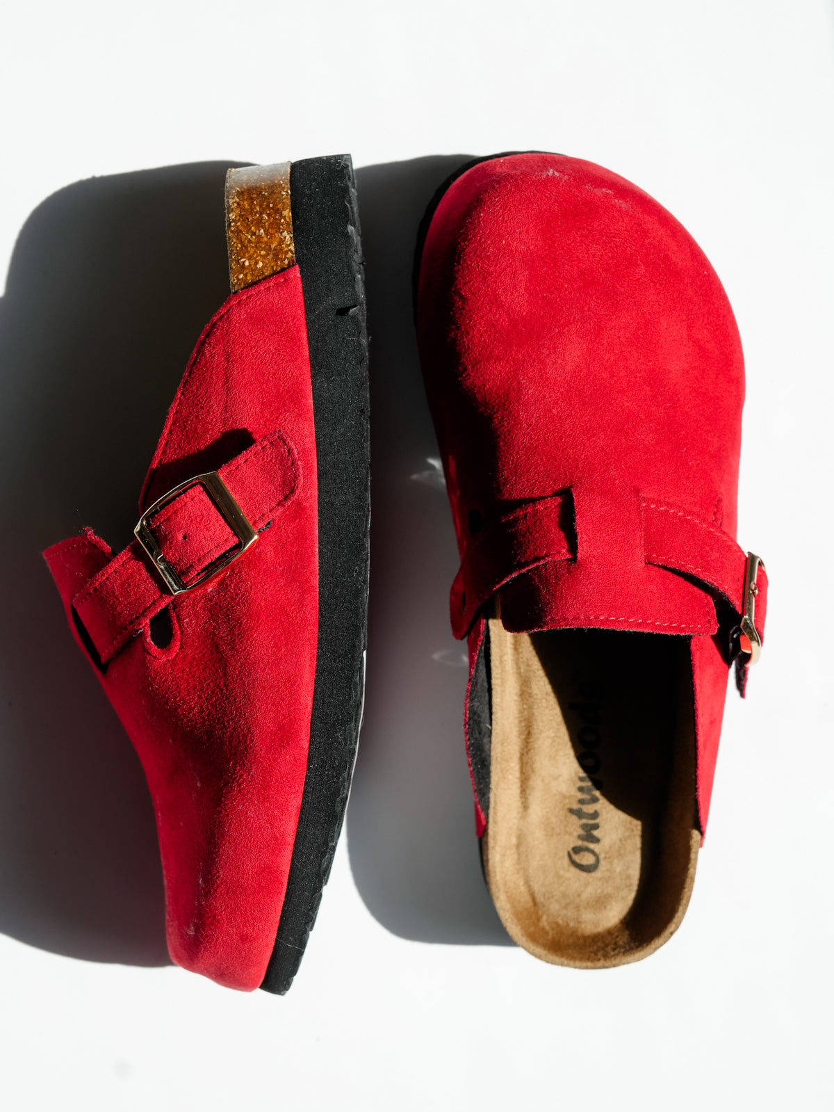 Vegan Suede Buckle Strap Clog Mule - Freckled Poppy