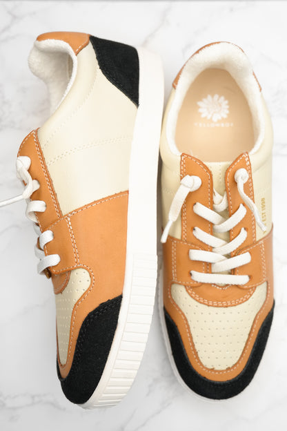 Yellow Box Metallic Accent Mixed Material Lace Up Sneaker - Freckled Poppy