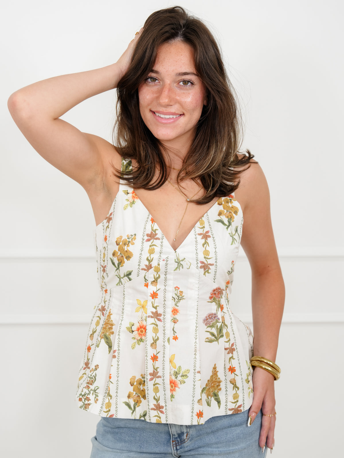 Floral Print Sleeveless Top with Back Tie - Freckled Poppy
