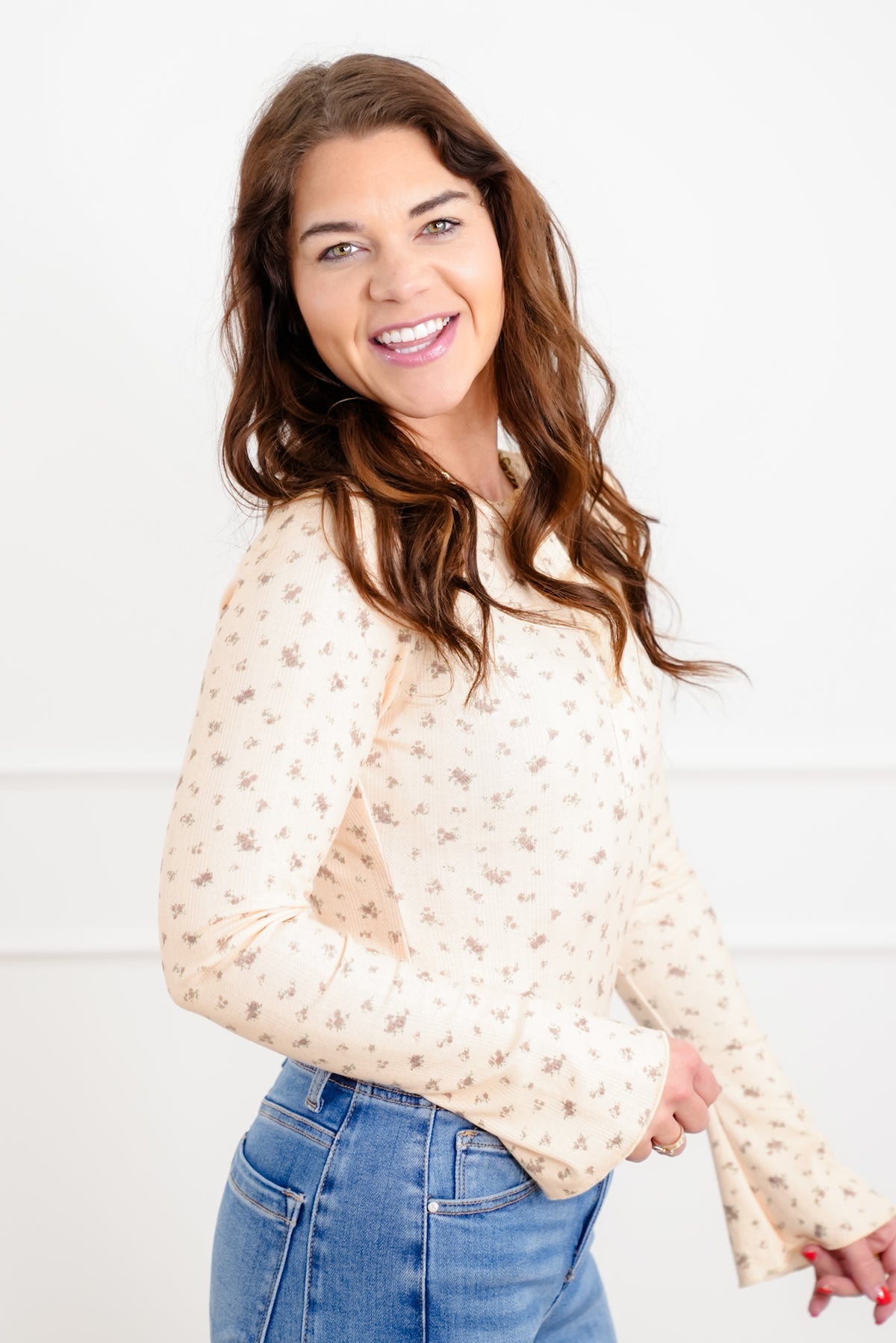 Floral Print Long Bell Sleeve Bodysuit - Freckled Poppy