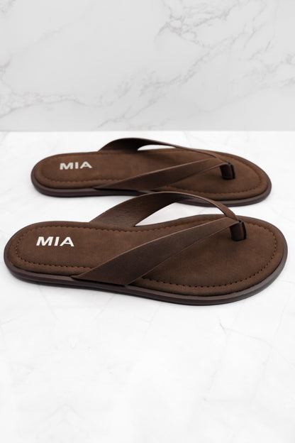 MIA Minimal Vegan Suede Thong Sandal - Freckled Poppy