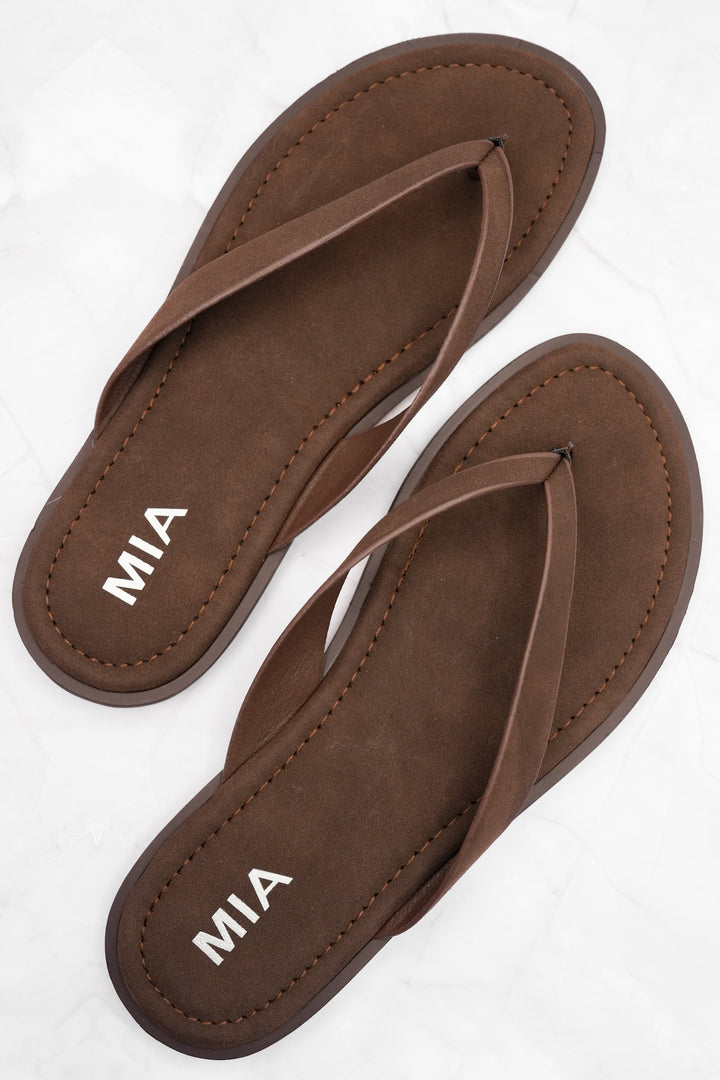 MIA Minimal Vegan Suede Thong Sandal - Freckled Poppy
