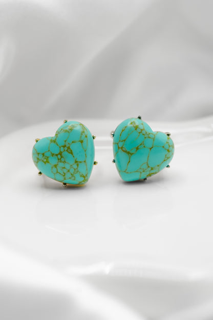 Sis Kiss Palm Beach Turquoise Stone Heart Ring - Freckled Poppy