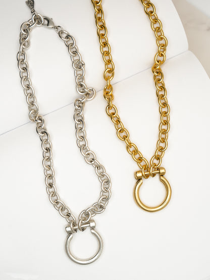 Yochi Sable Circular Drop Pendant Necklace - Freckled Poppy