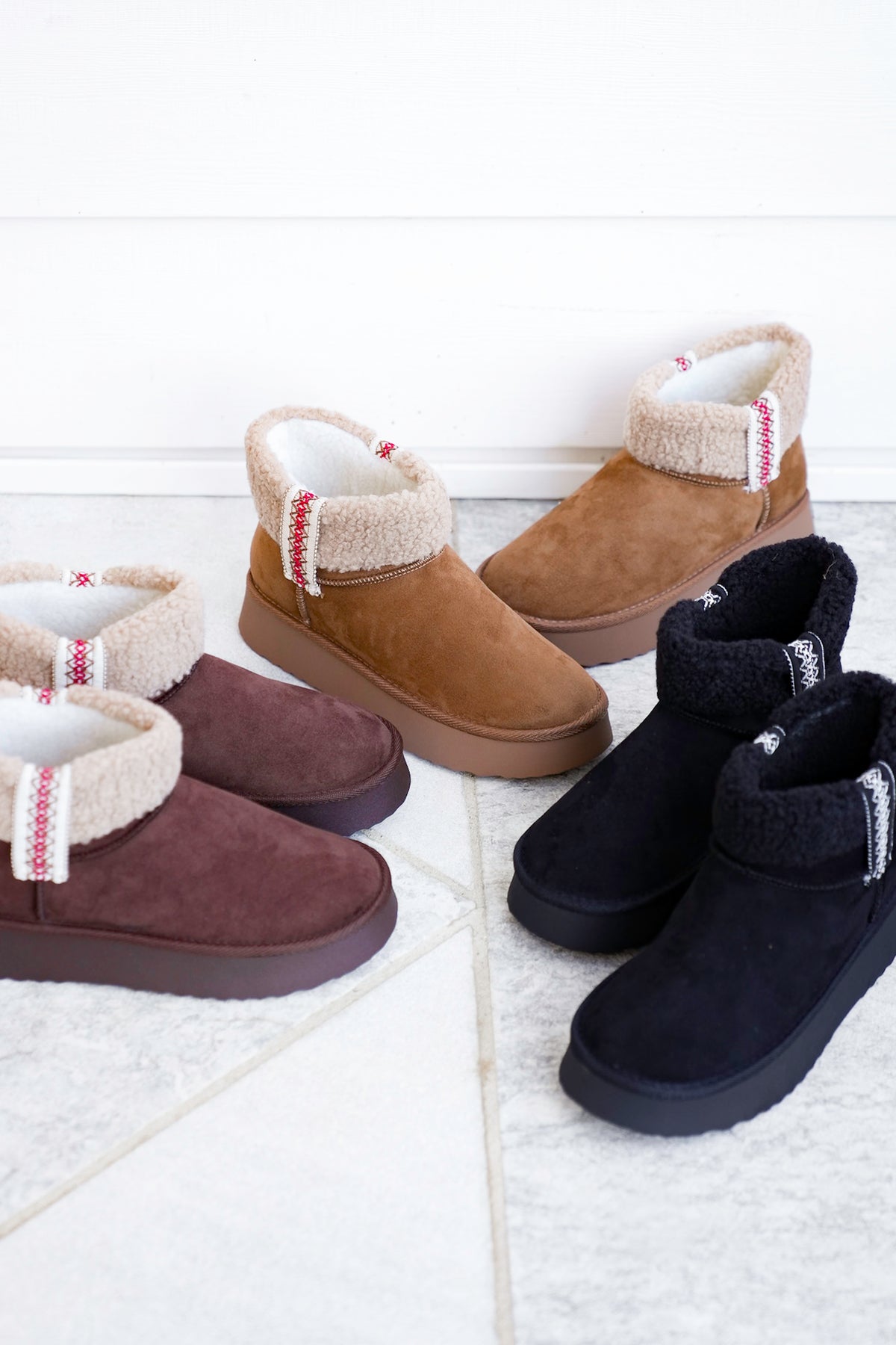 MIA Vegan Suede Sherpa Ankle Boot - Freckled Poppy