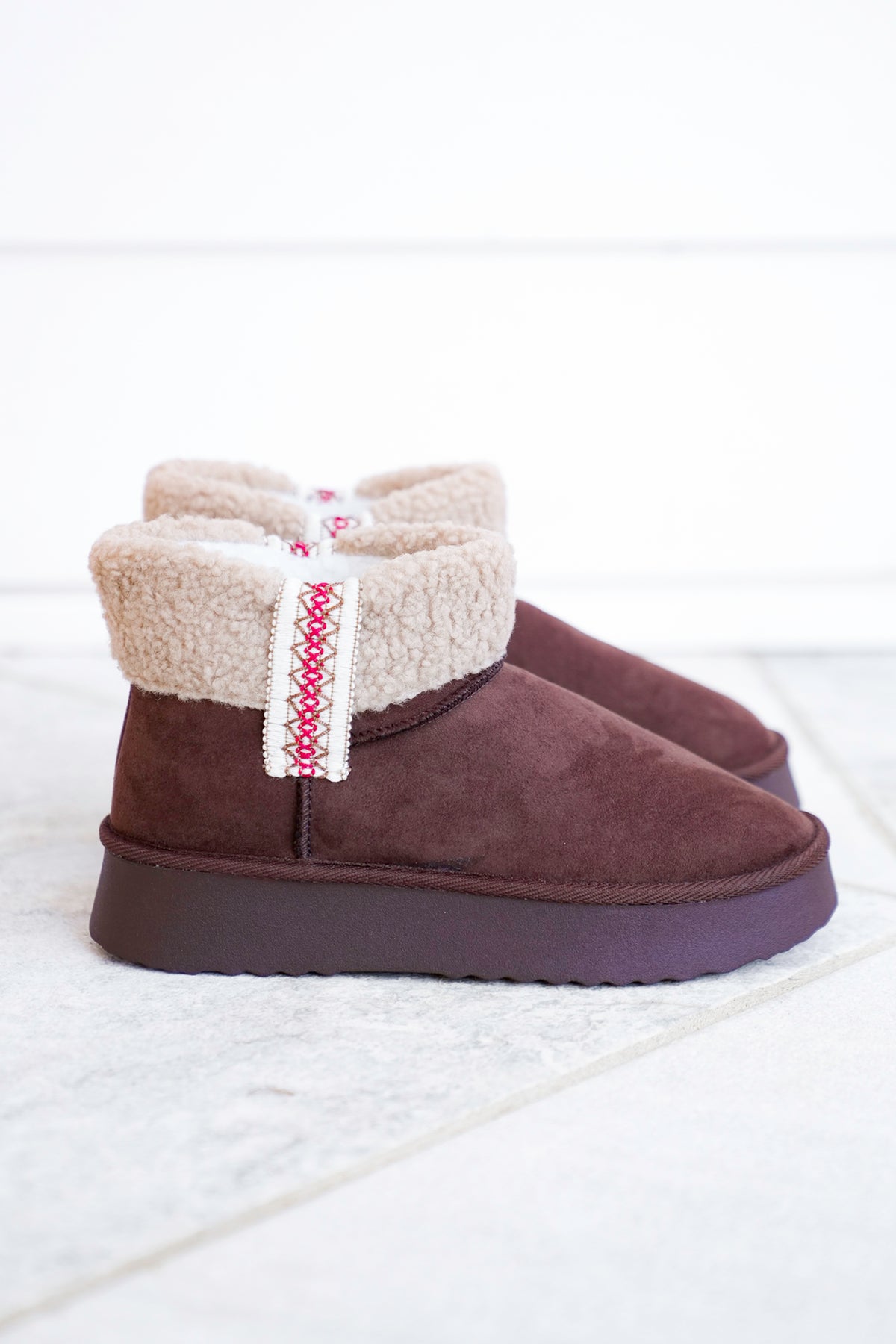 MIA Vegan Suede Sherpa Ankle Boot - Freckled Poppy