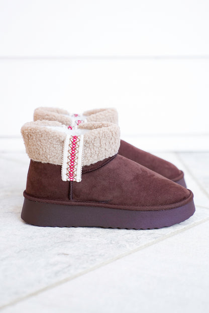 MIA Vegan Suede Sherpa Ankle Boot - Freckled Poppy
