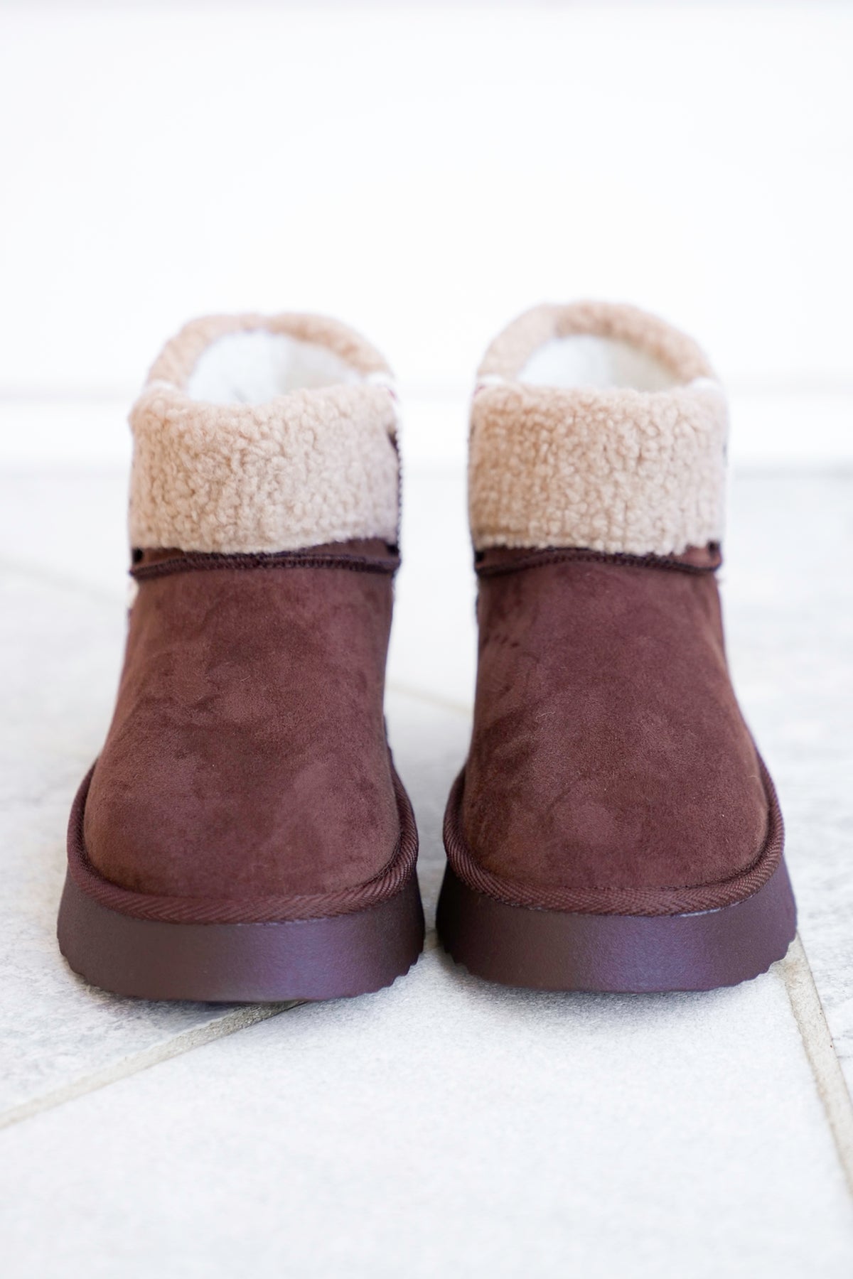 MIA Vegan Suede Sherpa Ankle Boot - Freckled Poppy