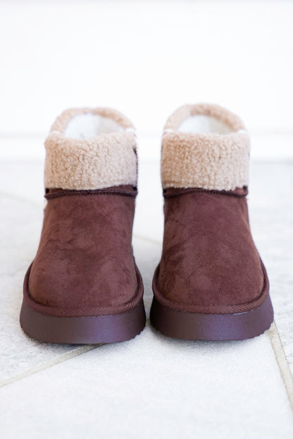 MIA Vegan Suede Sherpa Ankle Boot - Freckled Poppy