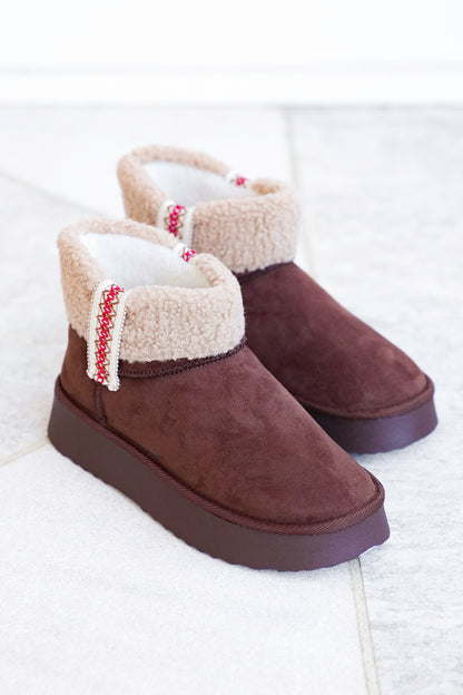 MIA Vegan Suede Sherpa Ankle Boot - Freckled Poppy