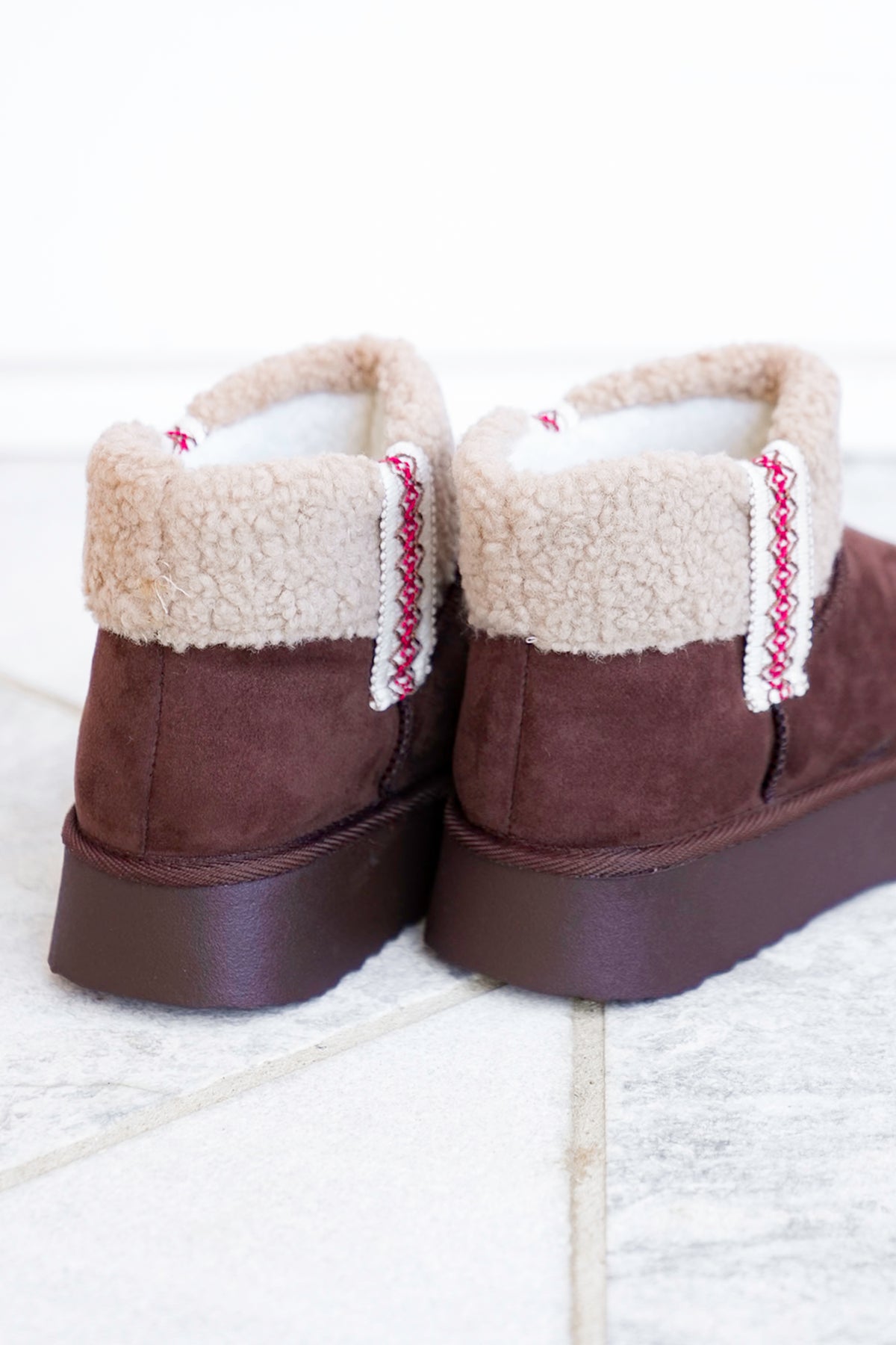 MIA Vegan Suede Sherpa Ankle Boot - Freckled Poppy