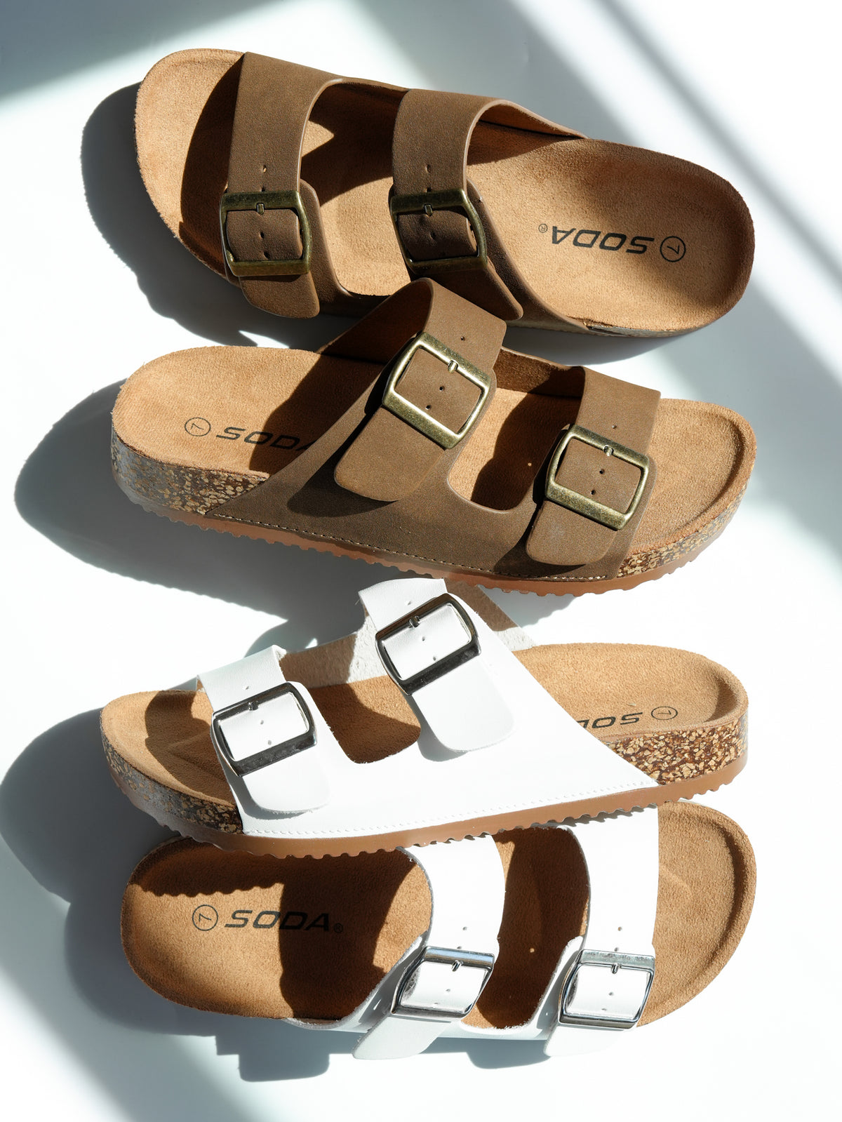 Double Buckle Cork Footbed Slide Sandal - Freckled Poppy