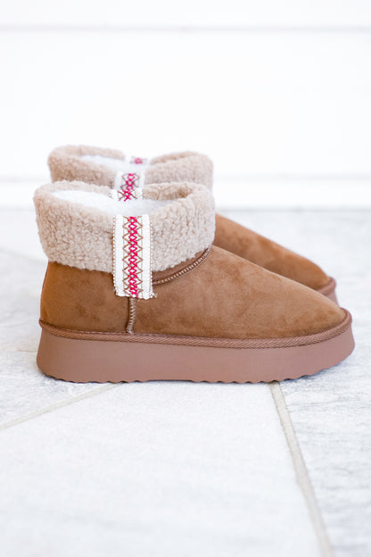 MIA Vegan Suede Sherpa Ankle Boot - Freckled Poppy