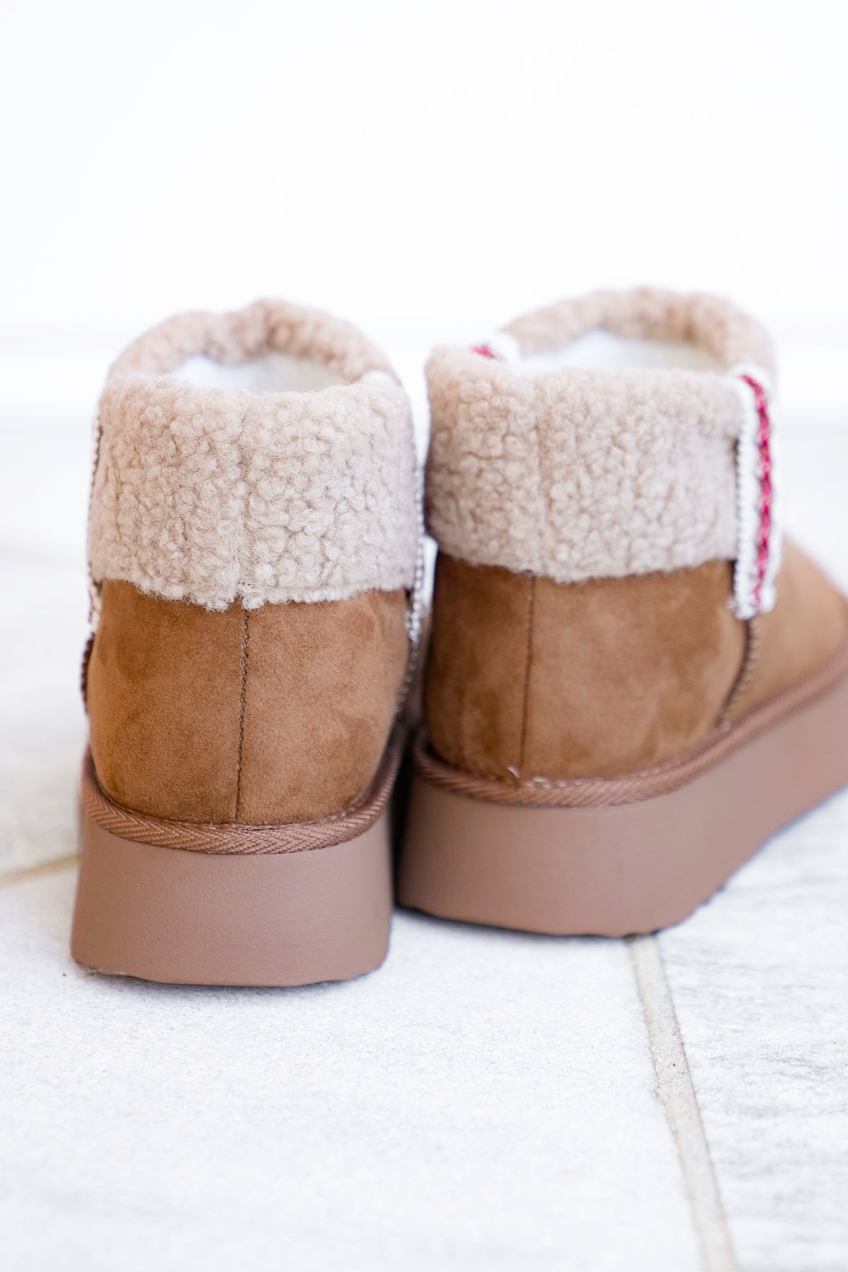 MIA Vegan Suede Sherpa Ankle Boot - Freckled Poppy