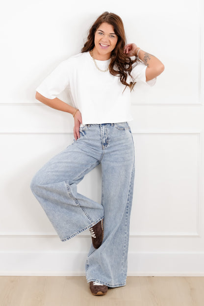 Plus/Reg "The Marlow" Nico Threads Solid Short Sleeve Crew Neck Top - Freckled Poppy