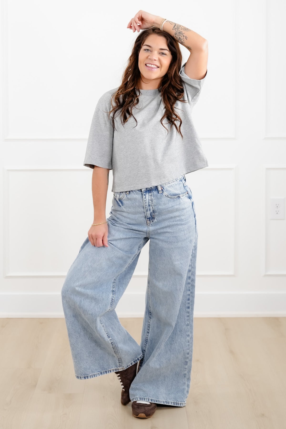 Plus/Reg "The Marlow" Nico Threads Solid Short Sleeve Crew Neck Top - Freckled Poppy