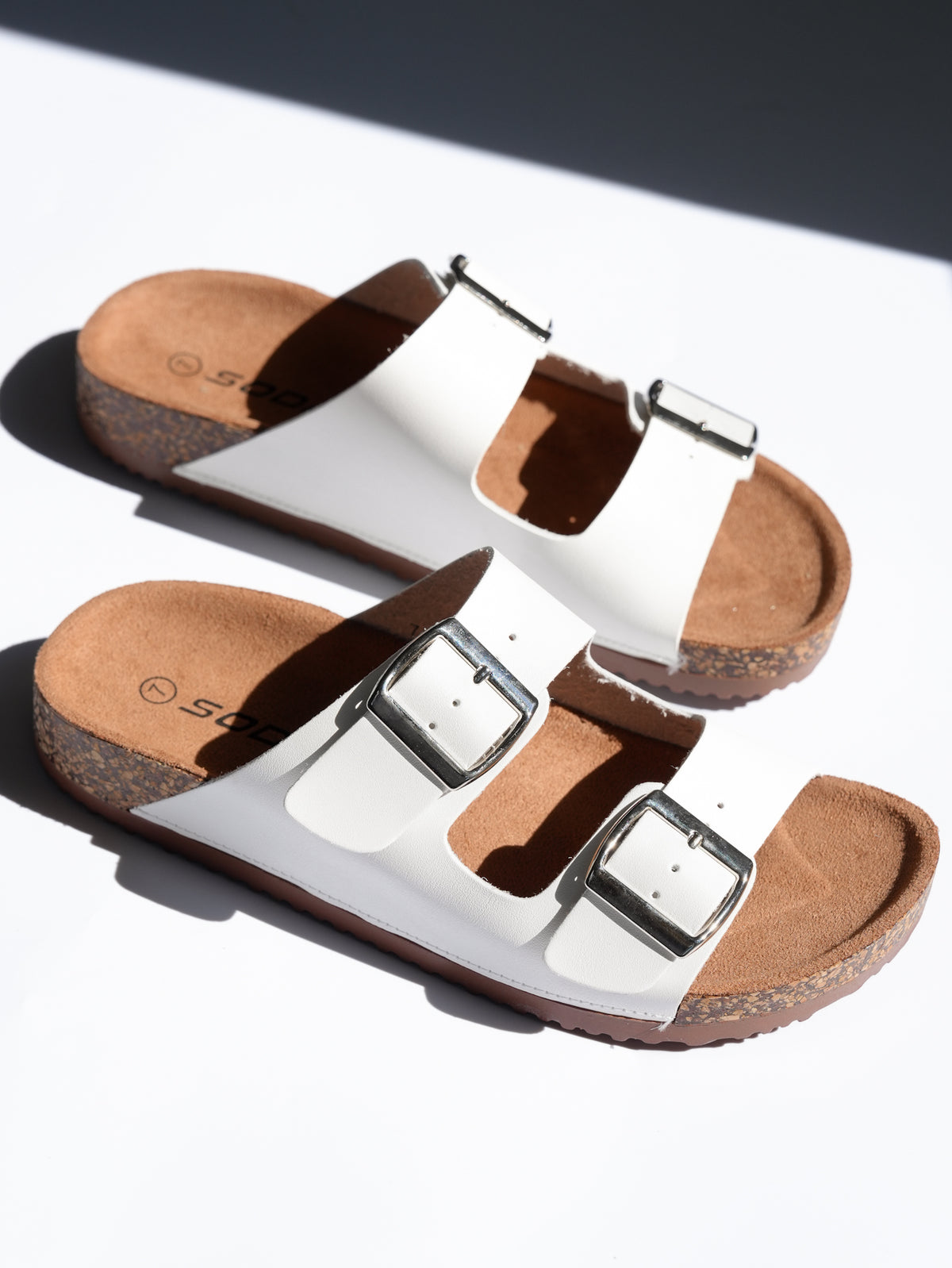 Double Buckle Cork Footbed Slide Sandal - Freckled Poppy