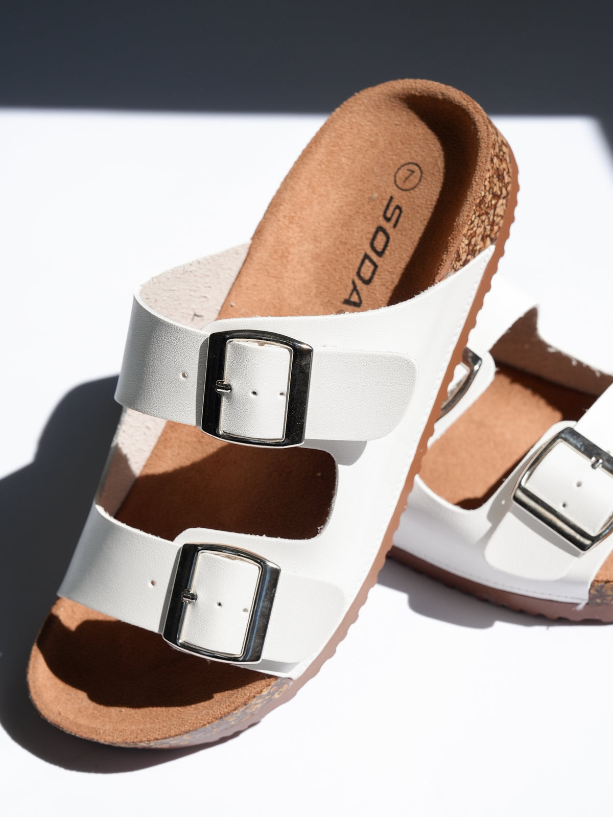 Double Buckle Cork Footbed Slide Sandal - Freckled Poppy