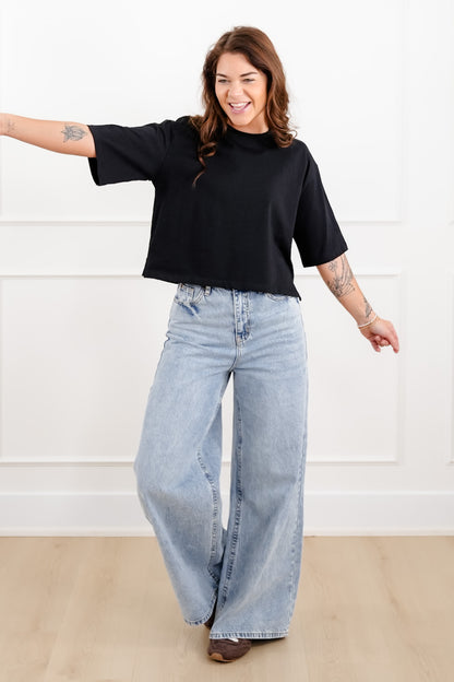 Plus/Reg "The Marlow" Nico Threads Solid Short Sleeve Crew Neck Top - Freckled Poppy