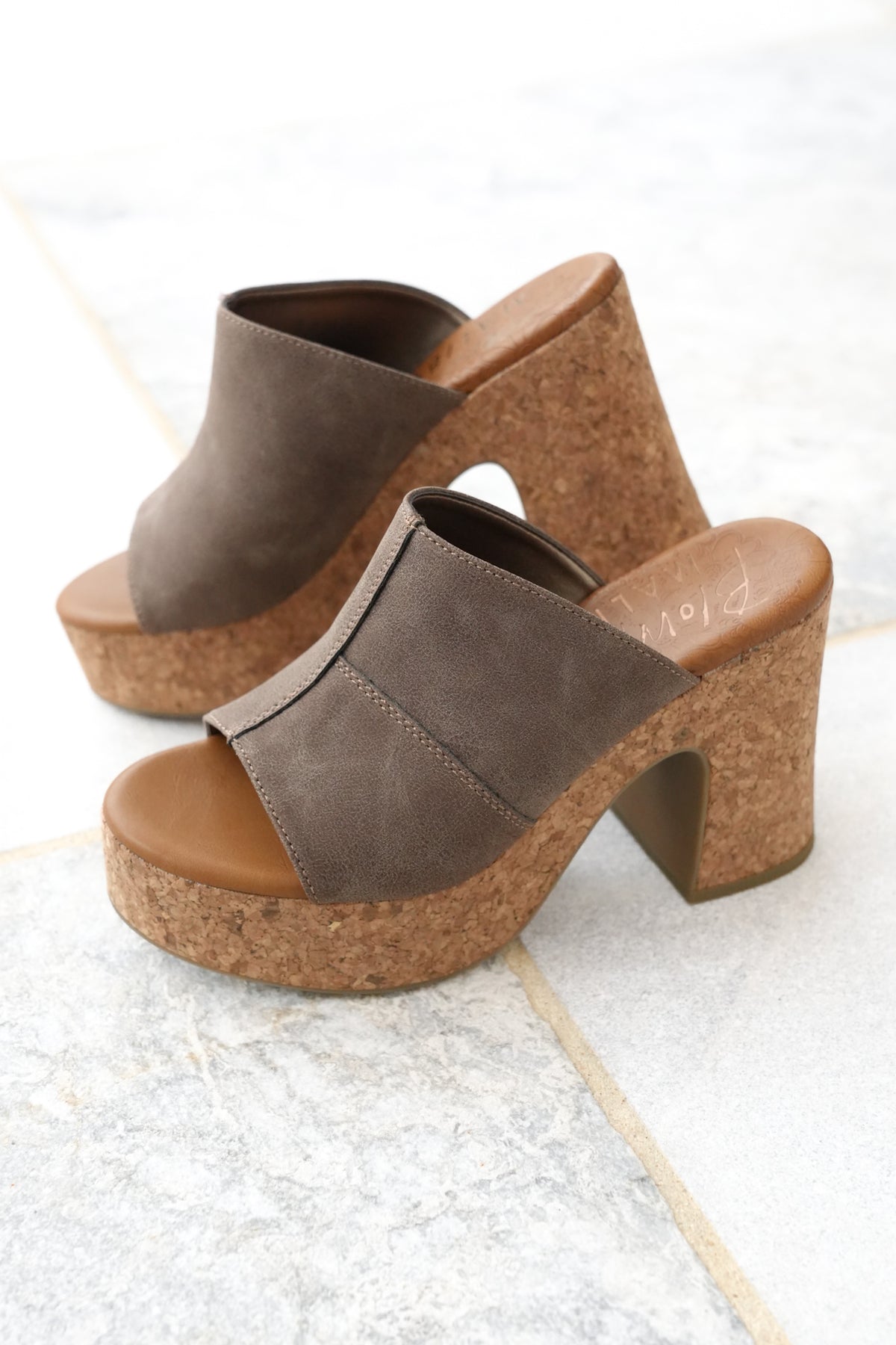 Restock! Blowfish Poznan Chunky Cork Platform Heel Slides - Freckled Poppy