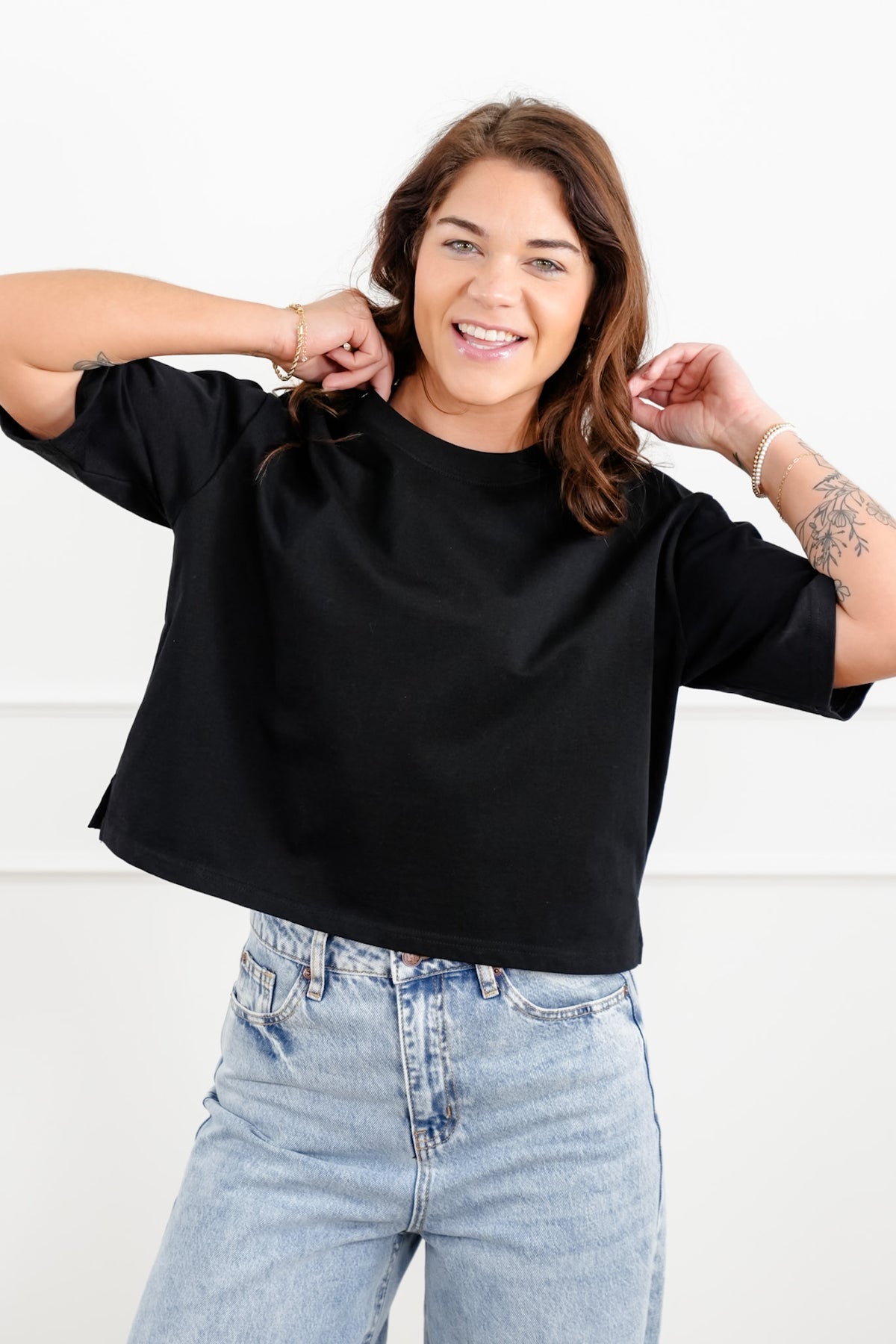Plus/Reg "The Marlow" Nico Threads Solid Short Sleeve Crew Neck Top - Freckled Poppy