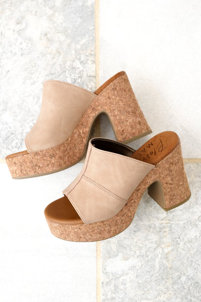 Restock! Blowfish Poznan Chunky Cork Platform Heel Slides - Freckled Poppy