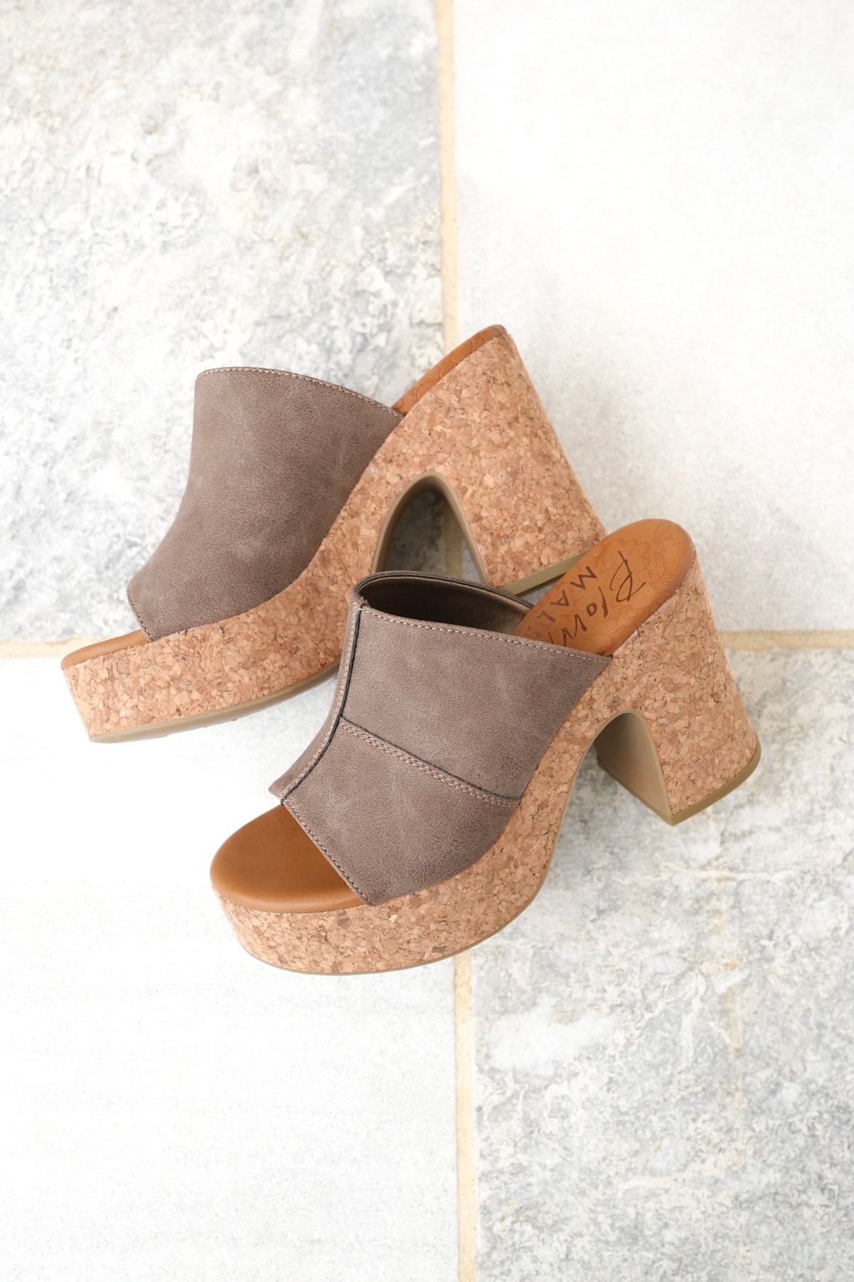Restock! Blowfish Poznan Chunky Cork Platform Heel Slides - Freckled Poppy