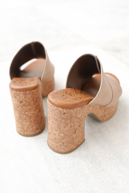 Restock! Blowfish Poznan Chunky Cork Platform Heel Slides - Freckled Poppy