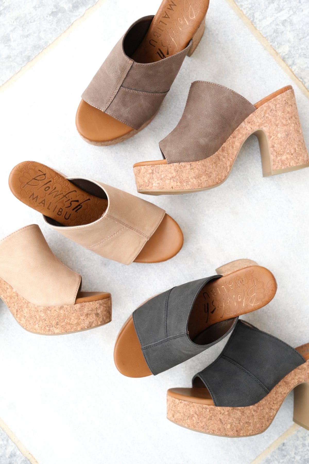 Restock! Blowfish Poznan Chunky Cork Platform Heel Slides - Freckled Poppy