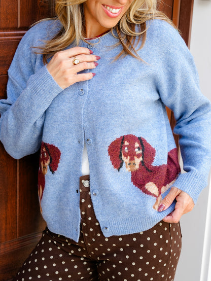 Dachshund Long Sleeve Button Down Cardigan