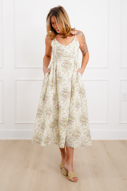 Plus/Reg Floral Pattern Sleeveless Midi Dress - Freckled Poppy
