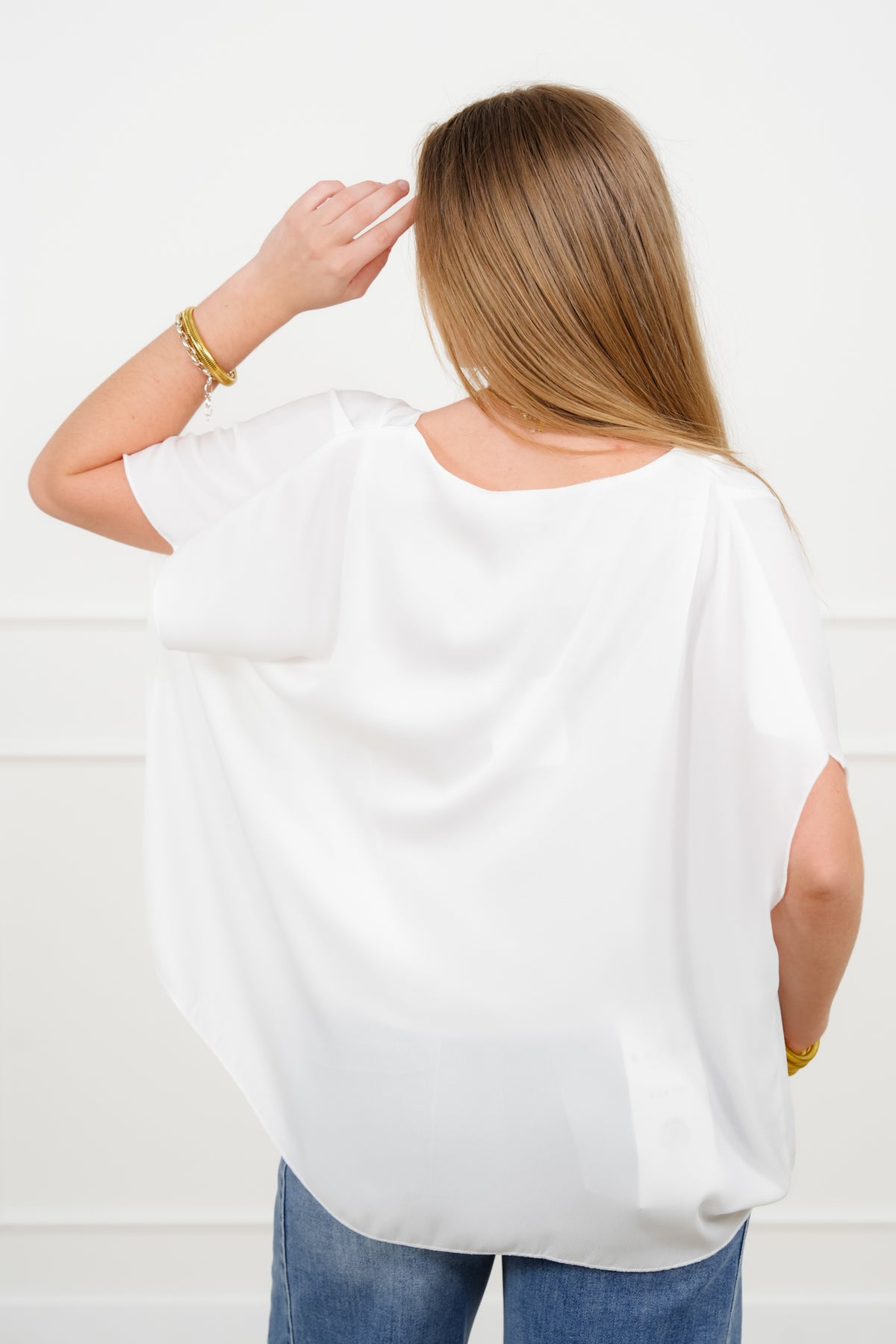 Plus/Reg White Short Sleeve Round Neck Top - Freckled Poppy