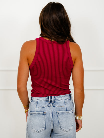Door Buster! Zenana Seamless Ribbed Crop Tank Top - Freckled Poppy